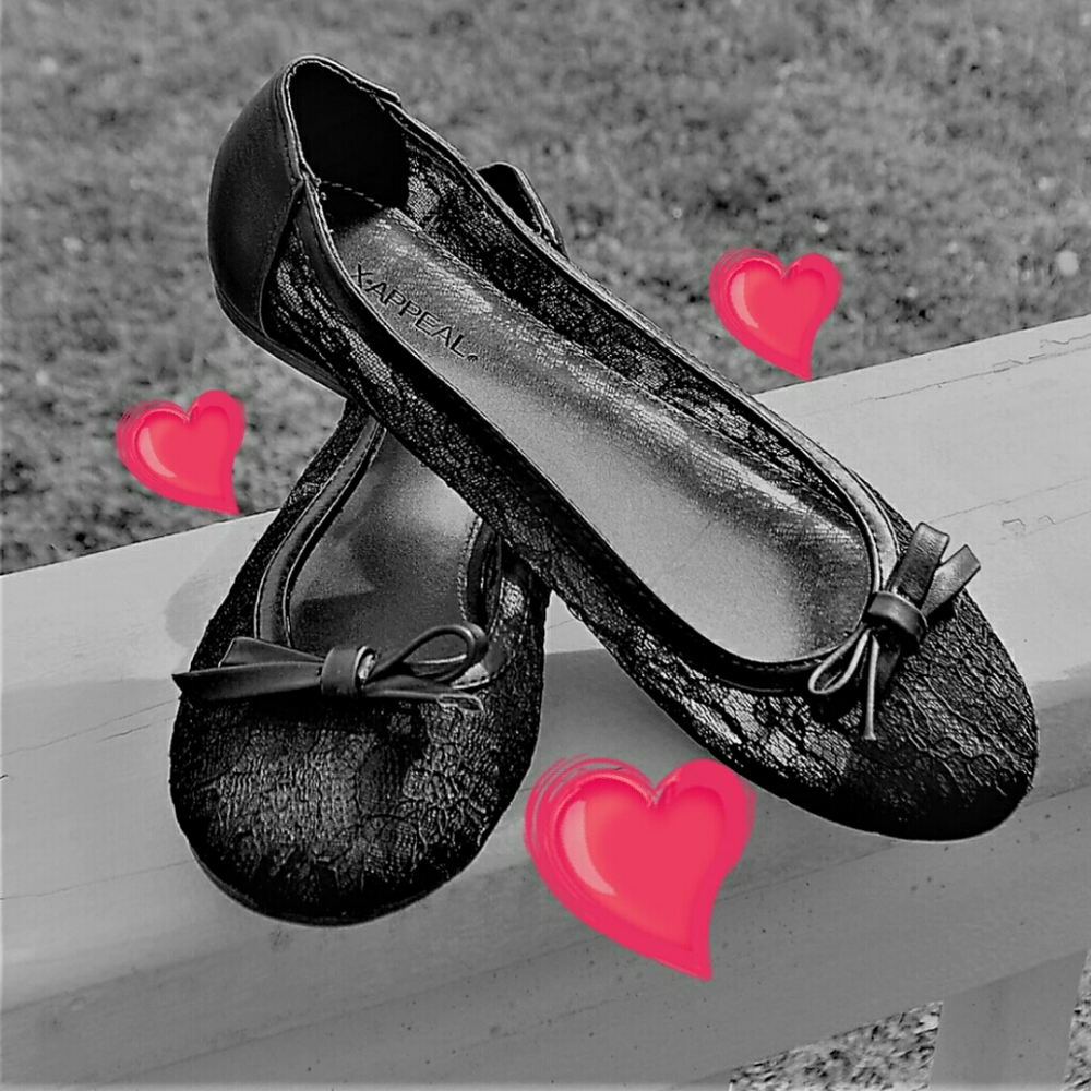 Black Lace Ballet Dress Flats